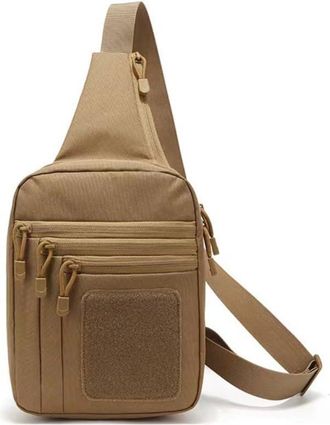 Generic Travel Shoulder Bag Multi-layer Phone Pocket Adjustable Strap Outdoor Chest Bag Phone Pouch Breathable Climbing Crossbody Bags(Khaki)