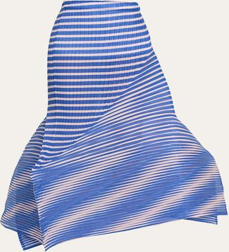 Issey Miyake Striped Sculpted Midi Skirt