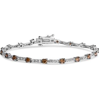 House of Brilliance 14k White Gold 2 1/4 Cttw Champagne Diamond Bar Link 7 Bracelet at Nordstrom