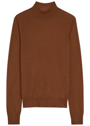 Joseph Mock-neck Cashmere top - Rust - S (UK8-10 / S)