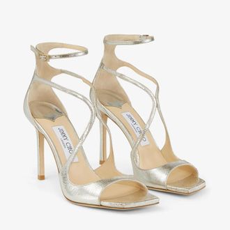 Jimmy Choo London Metallic Leather Strappy Heel Sandal - Champagne