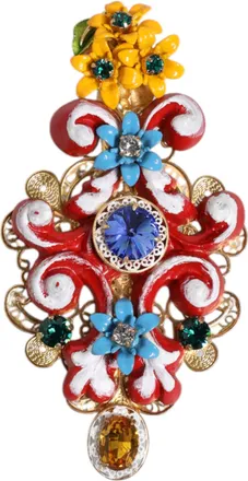 Dolce & Gabbana Womens Multicolor Spring Carretto Gold Brass Crystal Hair Clip Accessory
