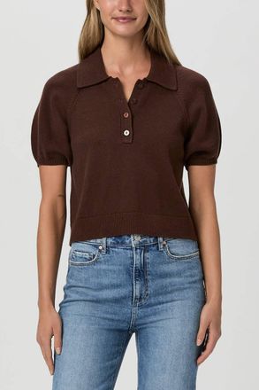 Paige Birch Polo Sweater In Brown