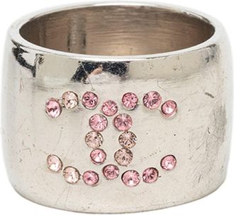 Chanel Metal Rhinestone Band Ring (Pre-Owned)