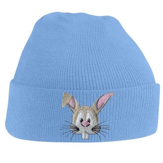 Bang Tidy Clothing Rabbit Face Cute Animal Embroidered Beanie Hat Logo Womens - Sky Blue