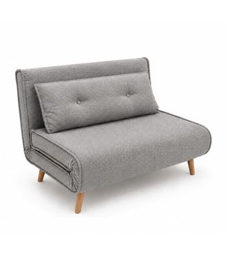Home Heavenly Sof&aacute; cama de 2 plazas con patas de madera cil&iacute;ndricas en color gris