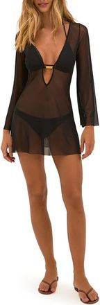 Vix Lidi Long Sleeve Mesh Cover-Up Minidress in Black at Nordstrom, Size X-Small