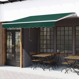 OUTSUNNY Manual Retractable Awning Garden Shelter Canopy in Green