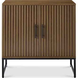 Best Choice Products 2-Door Slatted Storage Cabinet, Accent Furniture w/ Non-Scratch Foot Pads