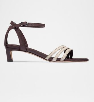 Bernardo 40mm Lima Leather Ankle-Strap Kitten-Heel Sandals