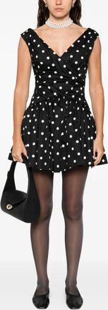 Self Portrait Polka-Dot V-Neck Dress - Black