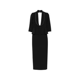 Elisabetta Franchi Peplum-waist Shawl-lapel Dress
