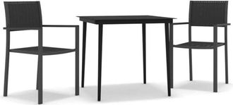 vidaXL Juego De Comedor Para Jard&iacute;n 3 Piezas Negro Vidaxl
