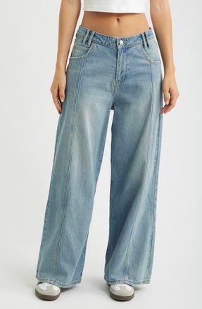 YMI Relaxed Extra Baggy Wide Leg Jeans in Medium Blue at Nordstrom, Size 11