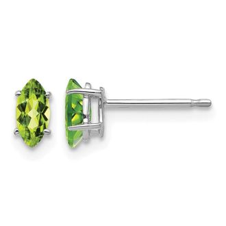 Diamond2Deal 14k White Gold 6x3mm Marquise Peridot earring