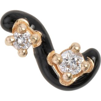 Bea Bongiasca Single Mini Loop Diamond Stud Earring in Black at Nordstrom