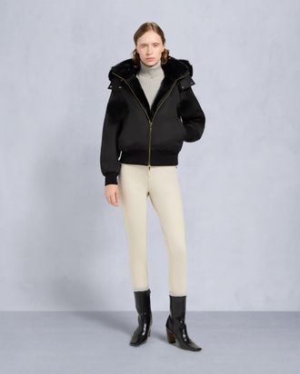 Moose Knuckles Womens Gold Series Original Satin Debbie Bomber Jacket