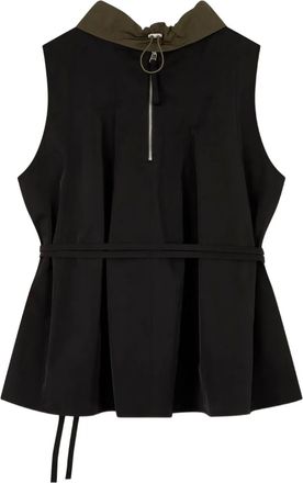 TOMBOY Top smanicato con pliss&eacute; - Nero