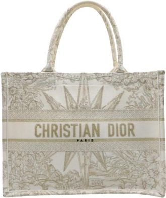 Dior Medium Gold Canvas Embroidered R&ecirc;ve dInfini Book Tote
