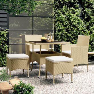 vidaXL Vidaxl - Juego De Comedor Para Jard&iacute;n De 5 Piezas Rat&aacute;n Sint&eacute;tico Beige