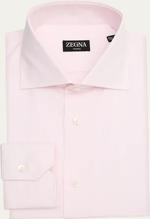 Ermenegildo Zegna Mens Micro-Check Trofeo Cotton Dress Shirt