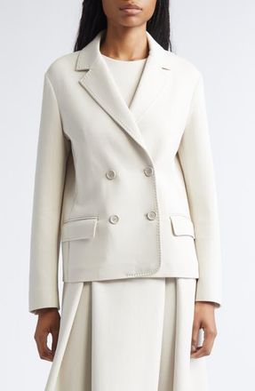 Max Mara Badia Double Breasted Double Face Jersey Blazer in Beige at Nordstrom, Size X-Small
