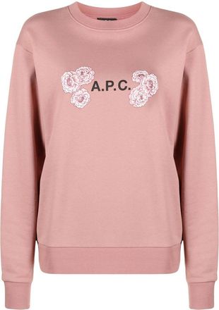 A.P.C. logo-print cotton sweatshirt - unisex - Cotton - S - Pink