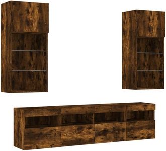 vidaXL Vidaxl - 5 Piece tv Wall Units with led Smoked Oak Engineered Wood