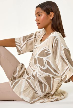 Roman Cotton Oversized Leaf Tunic Top