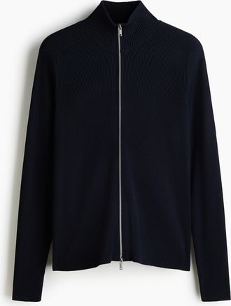 H&M Gerippter Cardigan in Slim Fit - Blue