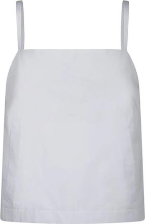 Sportmax Witte Katoenen Canvas Top met Bandjes - Dames - Tops zonder mouwen - Wit - M - Katoen - Tops