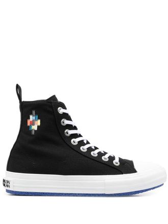 Marcelo Burlon Cross vulcanised high-top sneakers - men - Cotton/Rubber/Cotton - 39 - Black