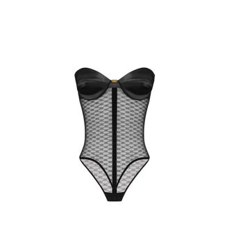 Elisabetta Franchi Body, female, Black, Size: XS Tulle Bodysuit