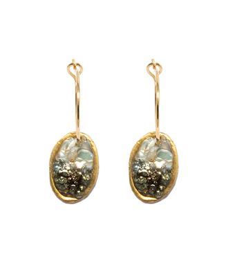 Lsonge Boucles doreilles Lakota M Nacre Pyrite