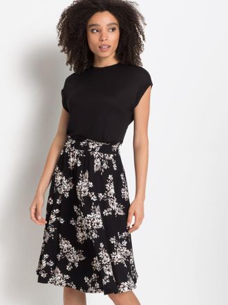 Lascana Jerseykleid LASCANA, Damen, Gr. 34, N-Gr, beige (schwarz, creme, bedruckt), Jersey, Obermaterial: 100% Viskose, bedruckt, figurumspielend kniefrei, Ru