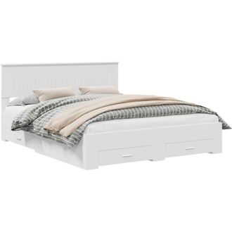 vidaXL Bed Frame with Headboard White 160 x 200 cm Engineered Wood vidaXL