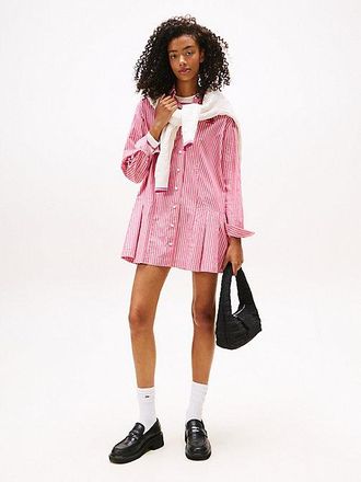 Tommy Hilfiger Logo Embroidery Relaxed Mini Shirt Dress