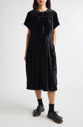 Comme Des Garçons Pleated Crushed Velvet A-Line Dress in Black at Nordstrom, Size X-Small