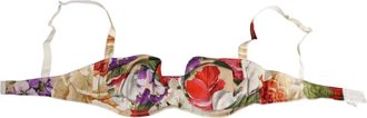 Dolce & Gabbana Womens Floral Print Semi Padded Balconette Bra Underwear Silk Clothing