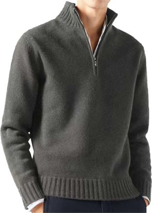 Generic Mens Long Sleeve Work Sweater - Warm Pullover Half-Zip Collar Casual Solid Colour Sweater Chic and Elegant Autumn Winter Versatile Sweater Slim Soft C