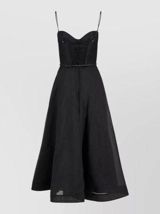 Zimmermann luna midi dress belted sweetheart neckline