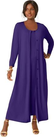 Jessica London 2-Piece Stretch Knit Duster Set in Midnight Violet at Nordstrom, Size 28