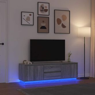 Berkfield Home TV Cabinet with LED Lights Grey Sonoma 160.5x41x50 cm