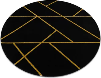 RugsX Rugsx - Alfombra Emerald Exclusivo 1012 Circulo - Glamour, Elegante M&aacute;rmol, Geom&eacute;trico Negro / Oro Black Circulo 120 Cm