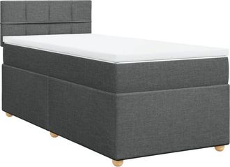 vidaXL Vidaxl - Cama Box Spring Con Colch&oacute;n Tela Gris Oscuro 90x200 Cm