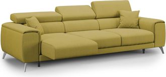 Divani.Store Fusion Sof&aacute; Con Asientos Deslizantes En Tela Suave Antimanchas 260 Cm Amarillo