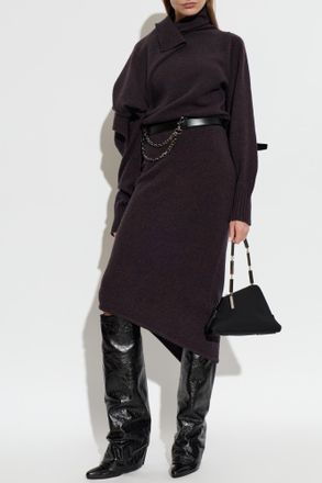 The Attico Wool Dress With A Pleat, Womens, Brown