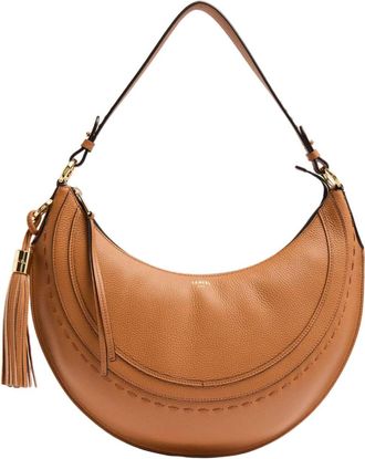Lancel Crescent Zip Leather Tassel Hobo Bag