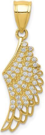 Diamond2Deal 10k Yellow Gold Cubic Zirconia Micropave Angel Wing Pendant