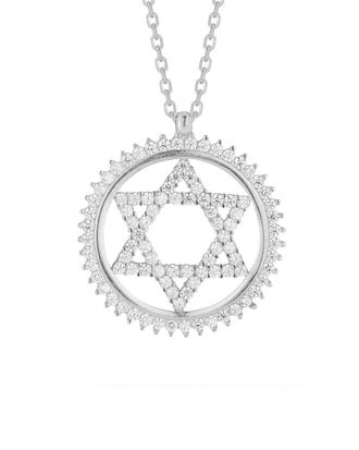 Glaze Jewelry Silver Cz Star Of David Necklace